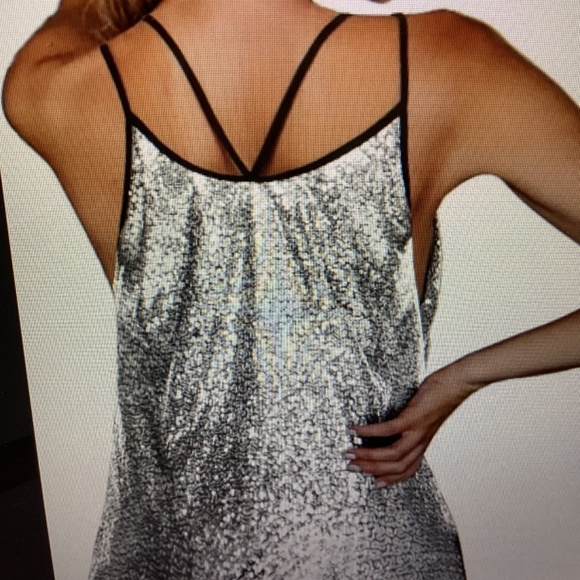 Sequined Double Strap Tank Top ( Size : XXL) (Color: Silvery) - Picture 4 of 7
